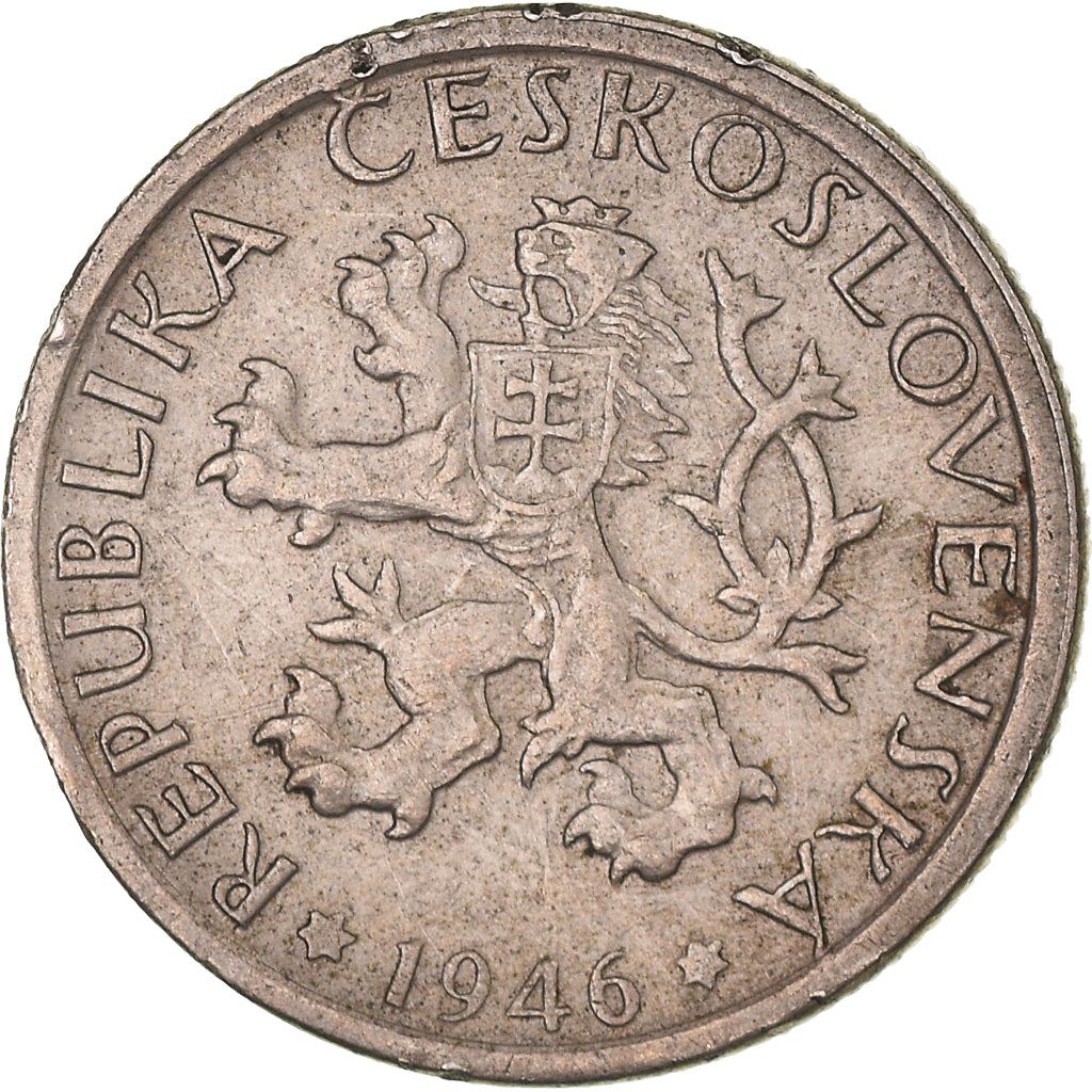 Czechoslovakia 1 Koruna | Sickle | Lion | KM19 | 1946 - 1947