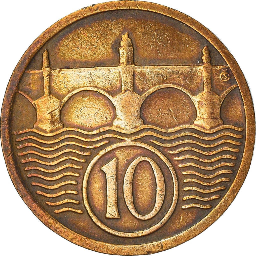 Czechoslovakia | 10 Haleru Coin | Charles Bridge | Prague | KM3 | 1922 - 1938