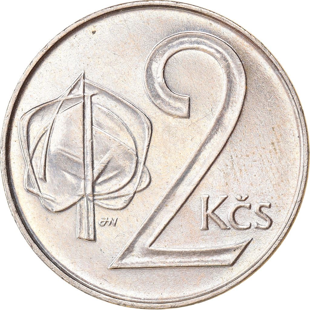 Czechoslovakia | 2 Koruny Coin | Linden Leaf | KM148 | 1991 - 1992