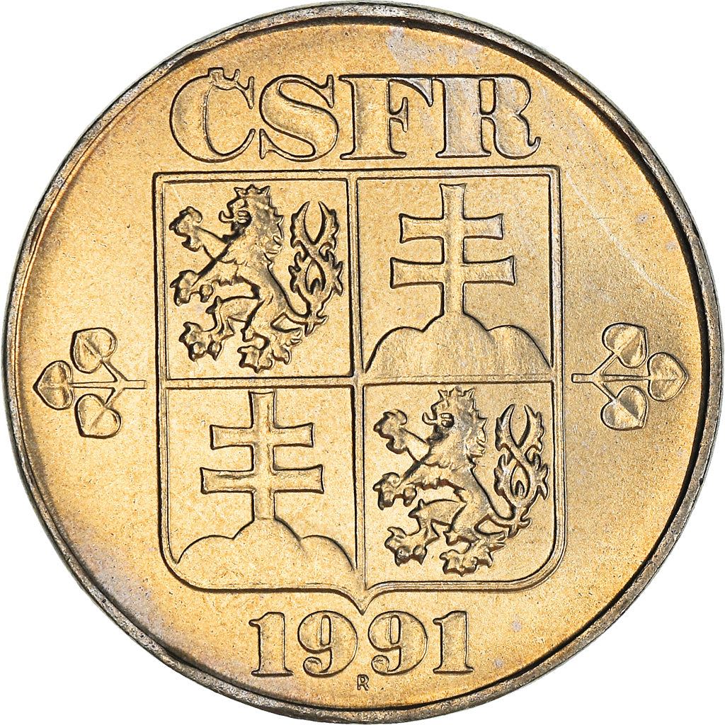 Czechoslovakia | 2 Koruny Coin | Linden Leaf | KM148 | 1991 - 1992