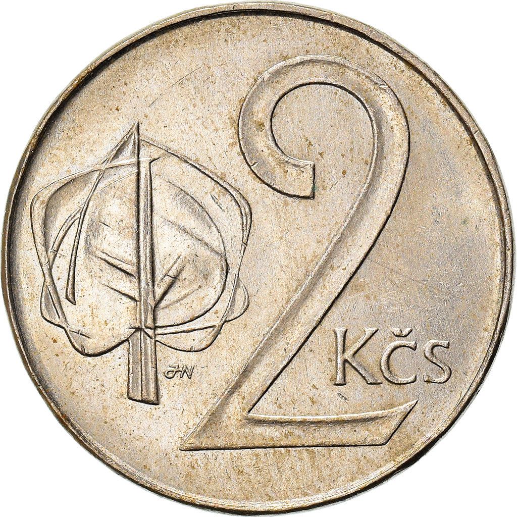 Czechoslovakia | 2 Koruny Coin | Linden Leaf | KM148 | 1991 - 1992