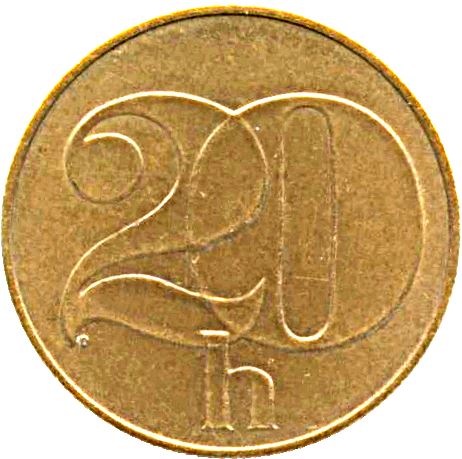 Czechoslovakia | 20 Haleru Coin | CSFR state shield | Km:143 | 1991 - 1992