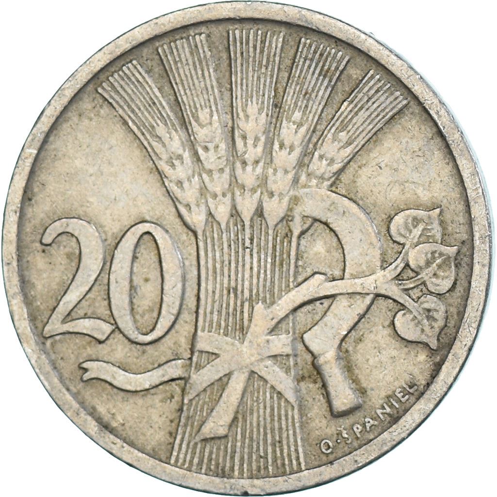 Czechoslovakia | 20 Haleru Coin | Sickle | Lime Sprig | KM1 | 1921 - 1938