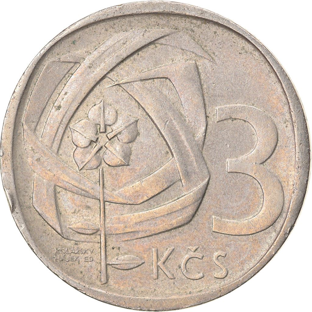 Czechoslovakia | 3 Koruny Coin | Linden Leaves | KM57 | 1965 - 1969