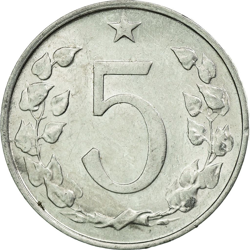 Czechoslovakia 5 Haleru Coin | Lion | Linden Wreath | Star | KM53 | 1962 - 1976