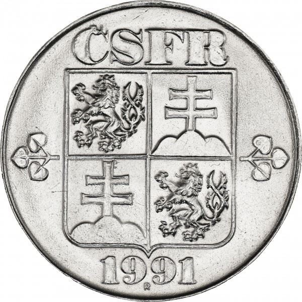 Czechoslovakia | 5 Korun Coin | Flower | Crane | KM152 | 1991 - 1992