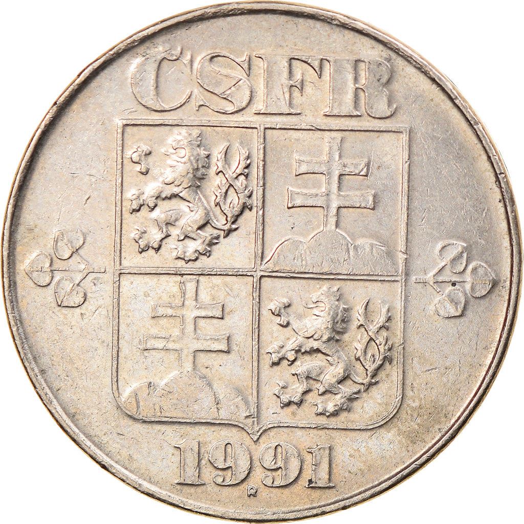 Czechoslovakia | 5 Korun Coin | Flower | Crane | KM152 | 1991 - 1992