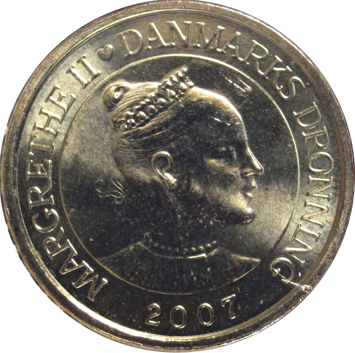 Danish | 20 Kroner Coin | Queen Margrethe II | Tre BrOdre | Cairns | KM913 | Denmark | 2006