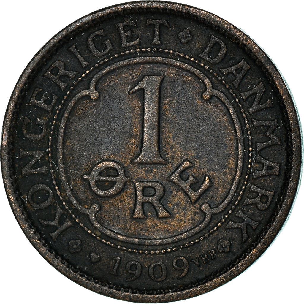 Danish Coin 1 Øre | King Frederik VIII Monogram | KM804 | Denmark | 1907 - 1912