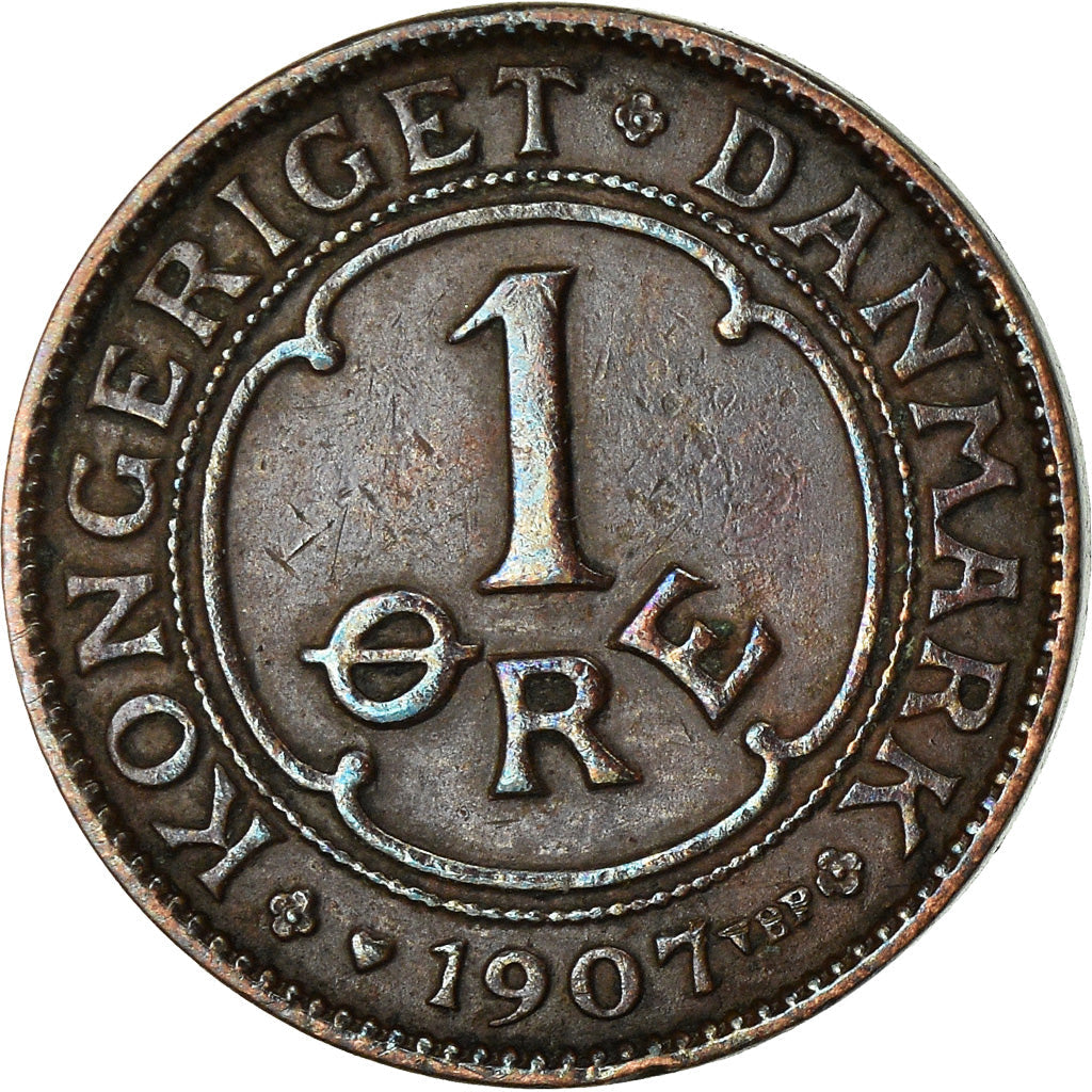 Danish Coin 1 Øre | King Frederik VIII Monogram | KM804 | Denmark | 1907 - 1912