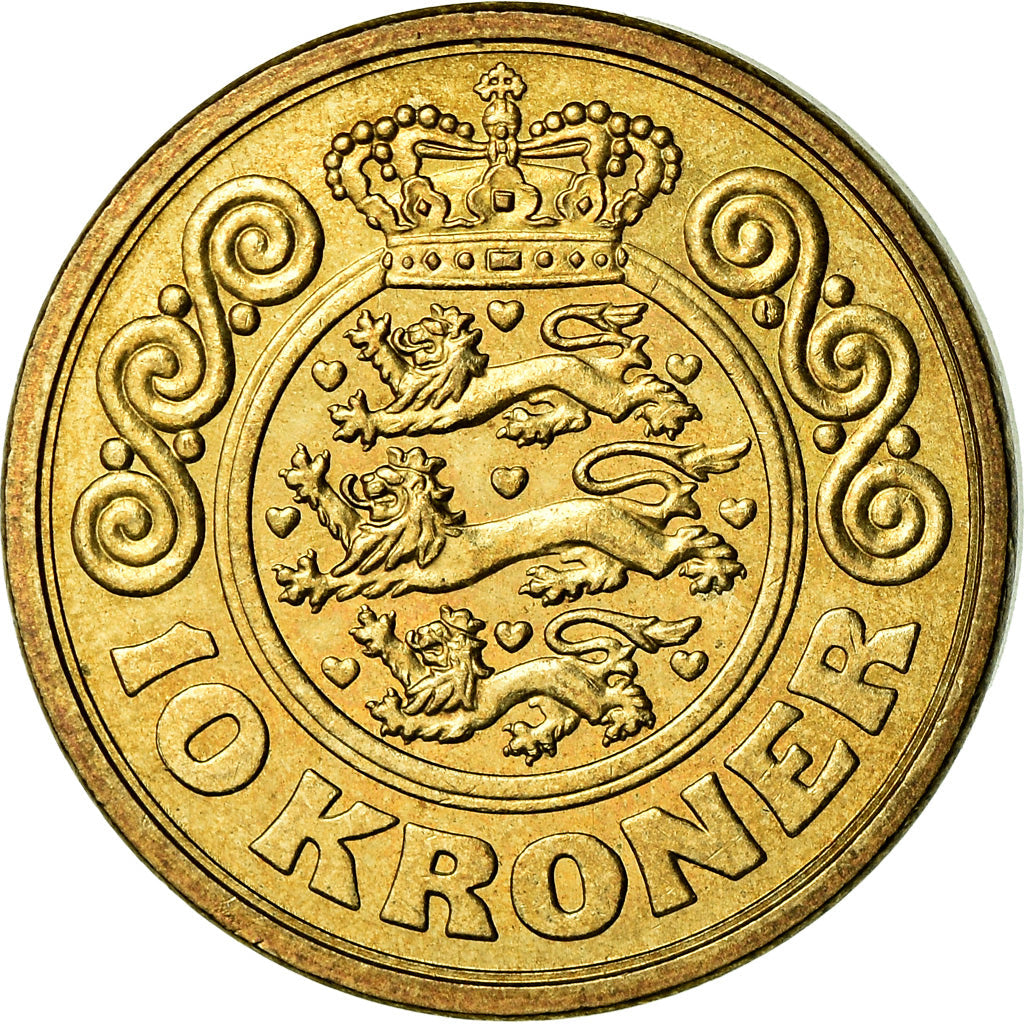 Danish Coin 10 Kroner | Queen Margrethe II 2nd portrait | KM867 | Denmark | 1989 - 1993