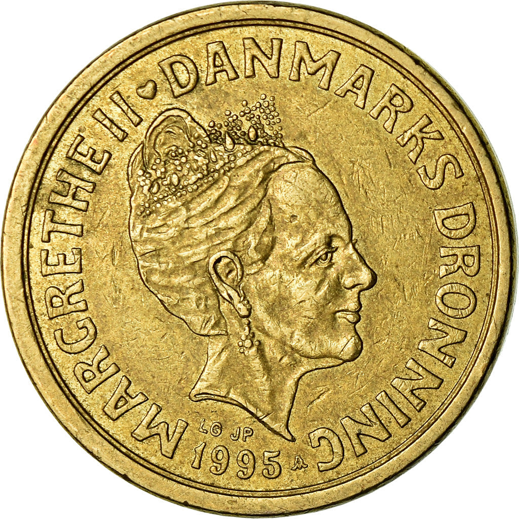 Danish Coin 10 Kroner | Queen Margrethe II 3rd portrait | KM877 | Denmark | 1994 - 1999