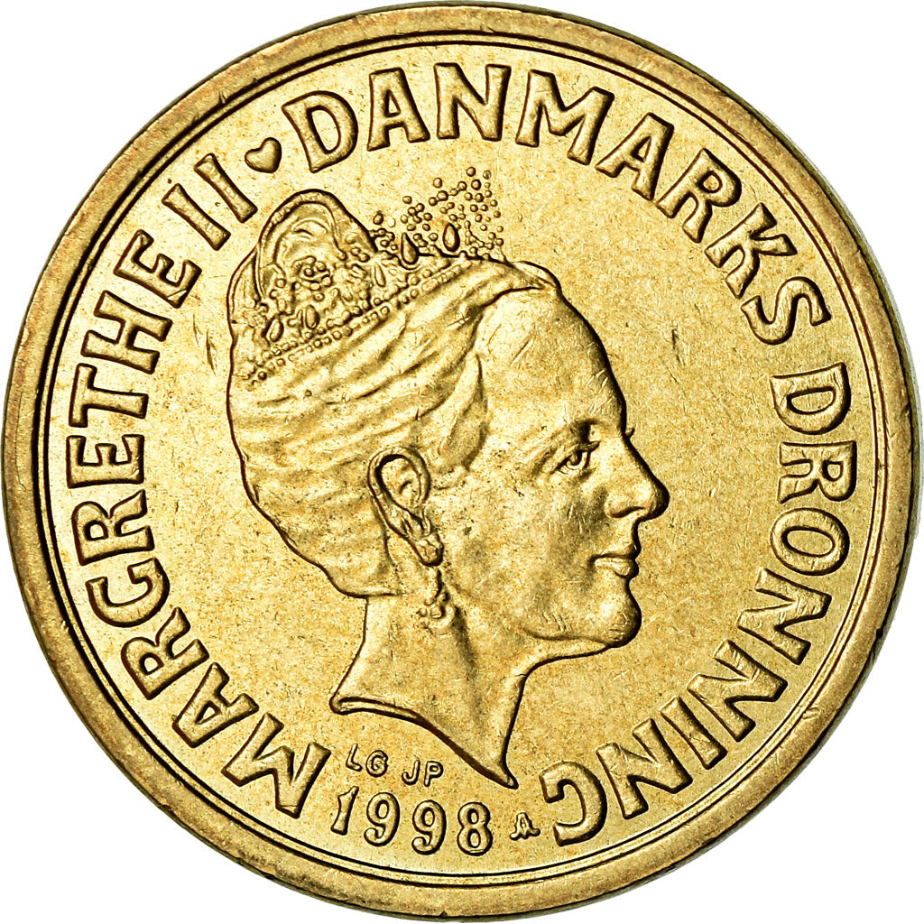 Danish Coin 10 Kroner | Queen Margrethe II 3rd portrait | KM877 | Denmark | 1994 - 1999