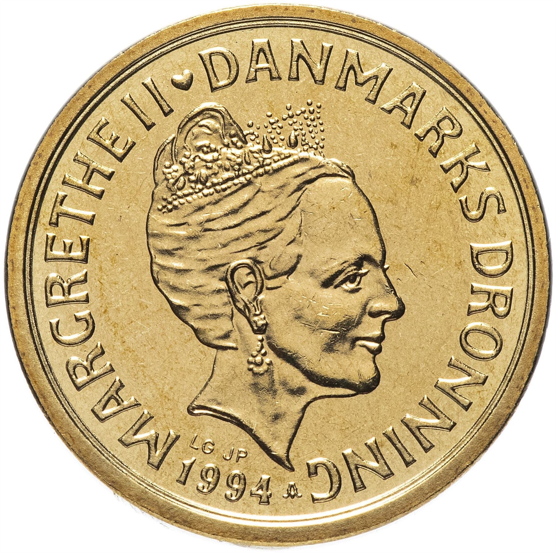 Danish Coin 10 Kroner | Queen Margrethe II 3rd portrait | KM877 | Denmark | 1994 - 1999