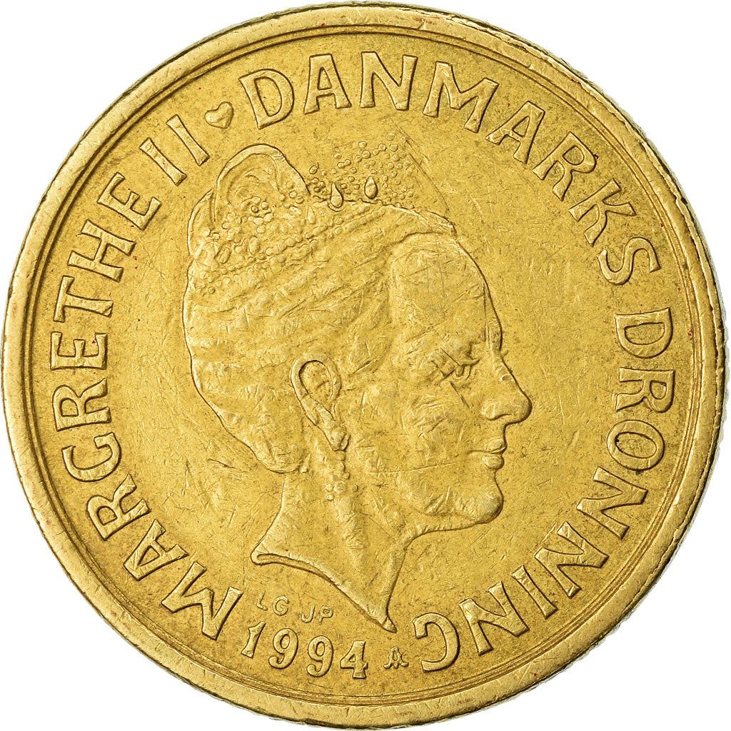 Danish Coin 10 Kroner | Queen Margrethe II 3rd portrait | KM877 | Denmark | 1994 - 1999