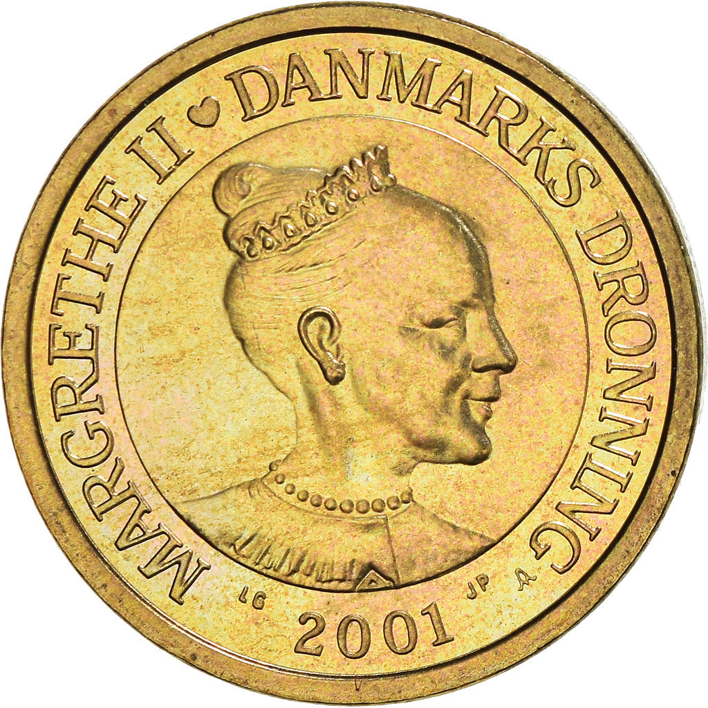 Danish Coin 10 Kroner | Queen Margrethe II 4th portrait | KM887 | Denmark | 2001 - 2002