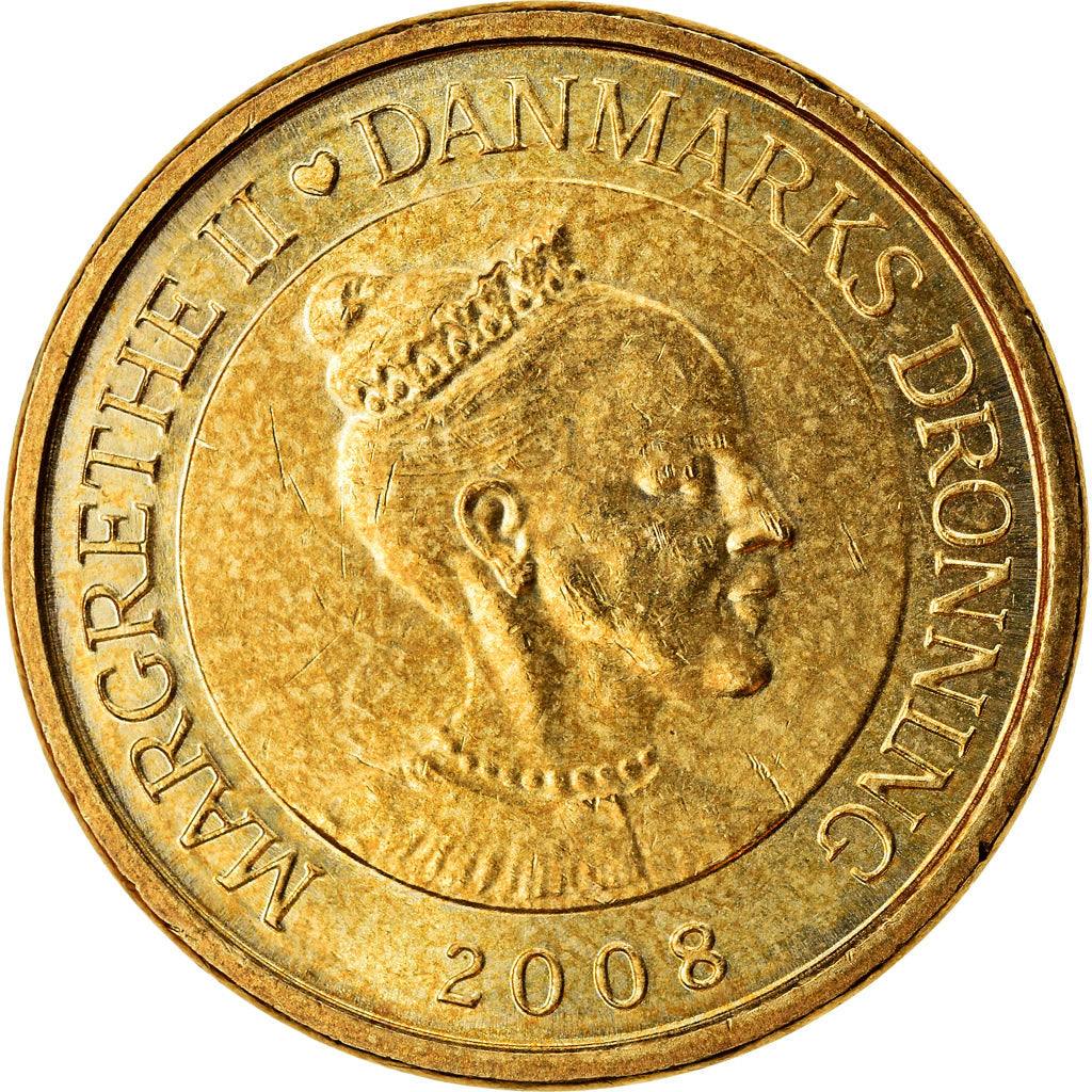 Danish Coin 10 Kroner | Queen Margrethe II 4th portrait | Oak Leaves | KM896 | Denmark | 2004 - 2010