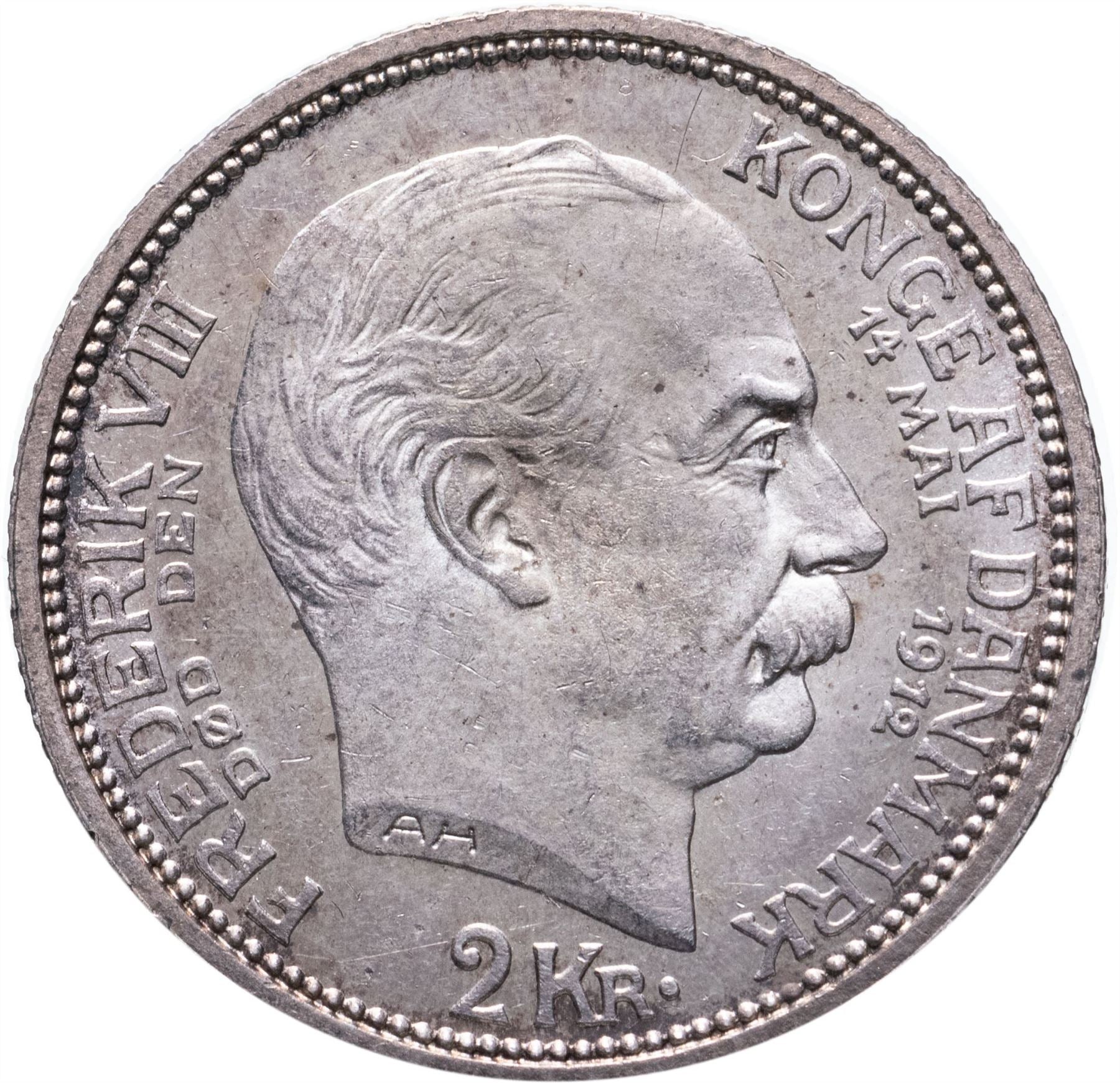 Danish Coin 2 Kroner | Christian X | Frederik VIII Death | KM811 | Denmark | 1912