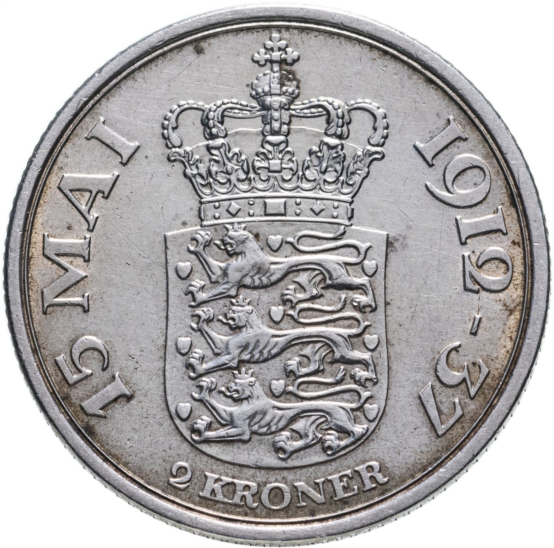 Danish Coin 2 Kroner | Christian X Silver Jubilee of Reign | KM830 | Denmark | 1937