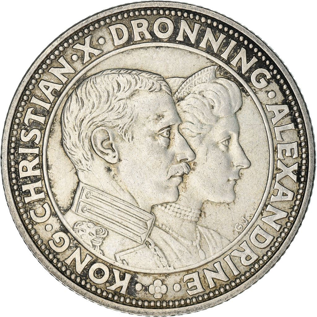 Danish Coin 2 Kroner | Christian X Silver Wedding | KM821 | Denmark | 1923