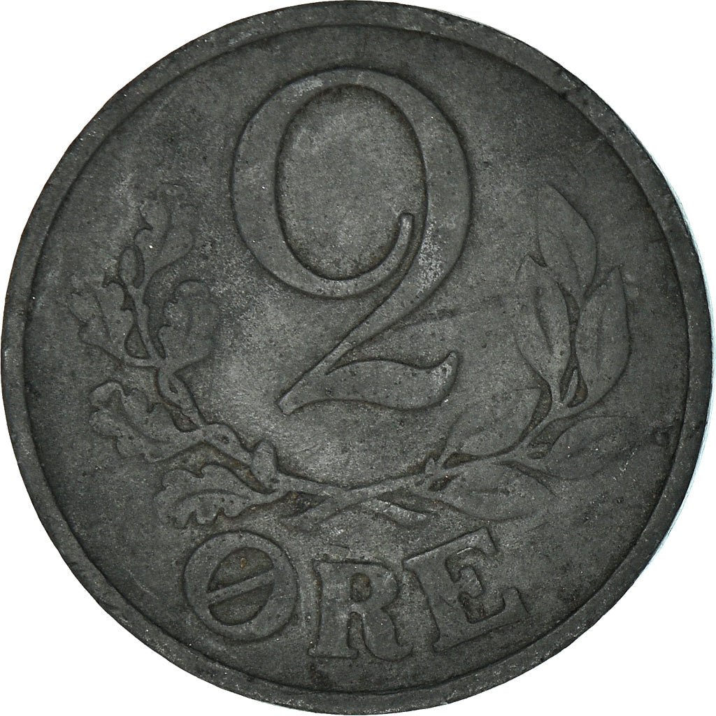 Danish Coin 2 Øre | Christian X German Occupation | Oak Branch | KM833a | Denmark | 1942 - 1947