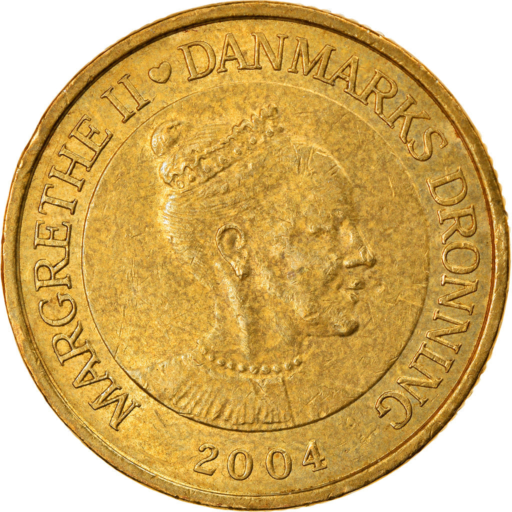 Danish Coin 20 Kroner | Queen Margrethe II | Svaneke Tower | KM897 | Denmark | 2004