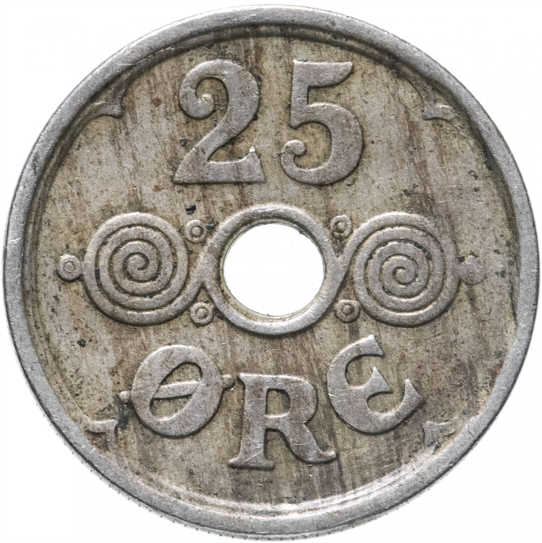 Danish Coin 25 Øre | Christian X | German Occupation | KM823 | Denmark | 1924 - 1947