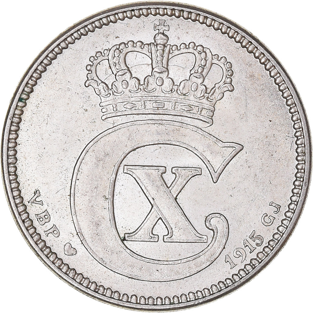 Danish Coin 25 Øre | King Christian X | KM815 | Denmark | 1913 - 1919