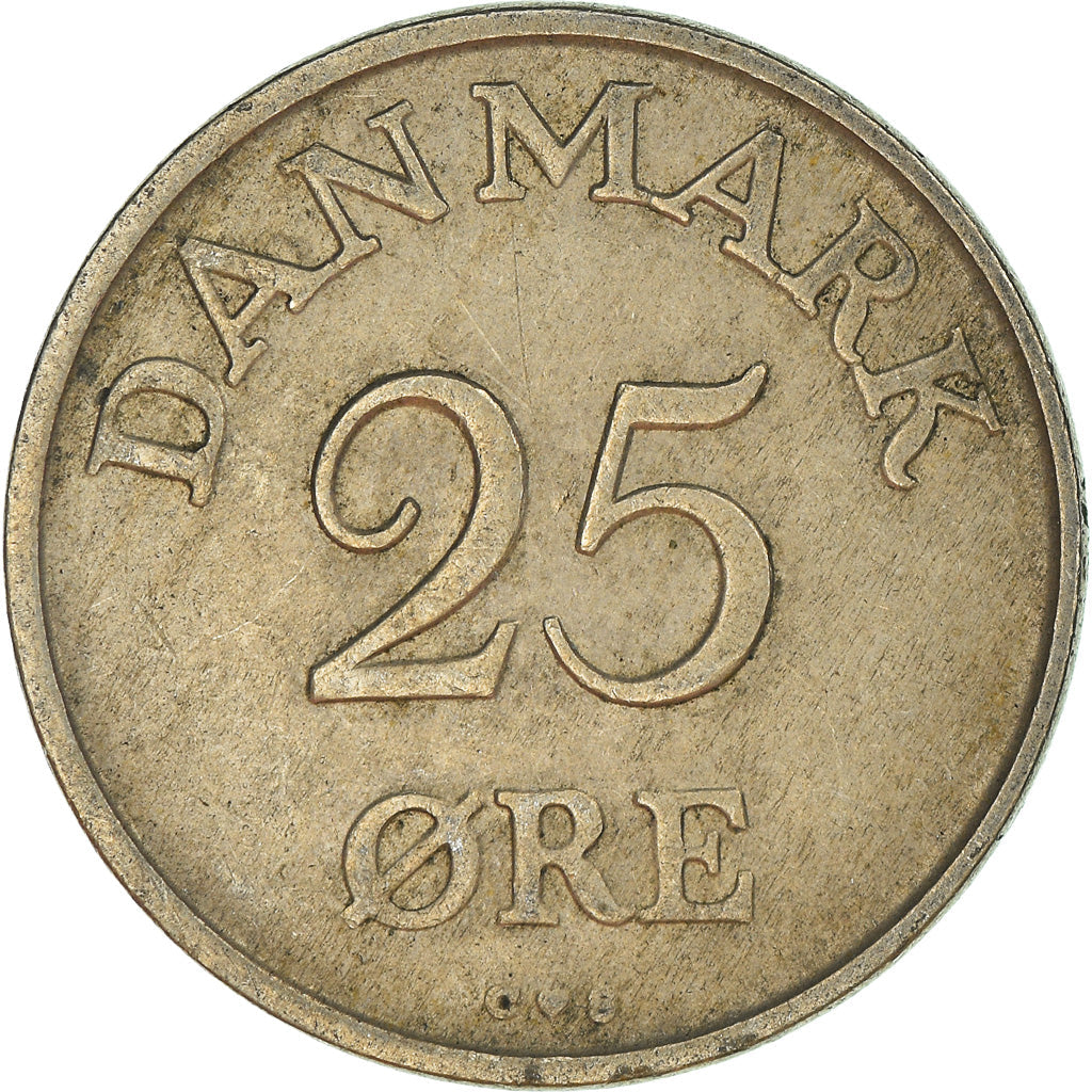 Danish Coin 25 Øre | King Frederik IX Monogram | KM842 | Denmark | 1948 - 1960