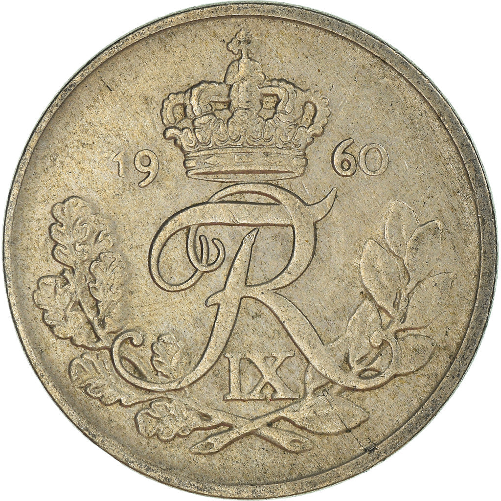 Danish Coin 25 Øre | King Frederik IX Monogram | KM842 | Denmark | 1948 - 1960