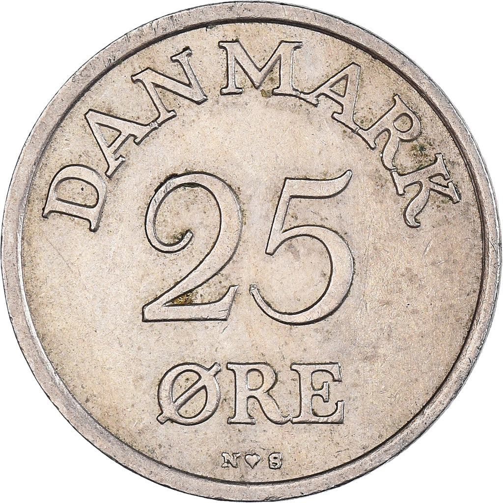 Danish Coin 25 Øre | King Frederik IX Monogram | KM842 | Denmark | 1948 - 1960