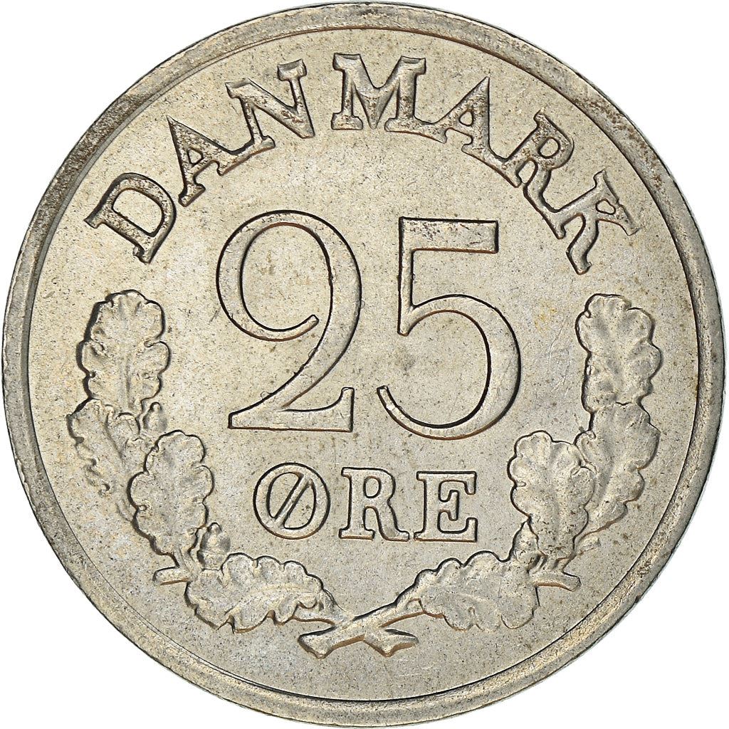 Danish Coin 25 Øre | King Frederik IX | Oak Tree | KM850 | Denmark | 1960 - 1967