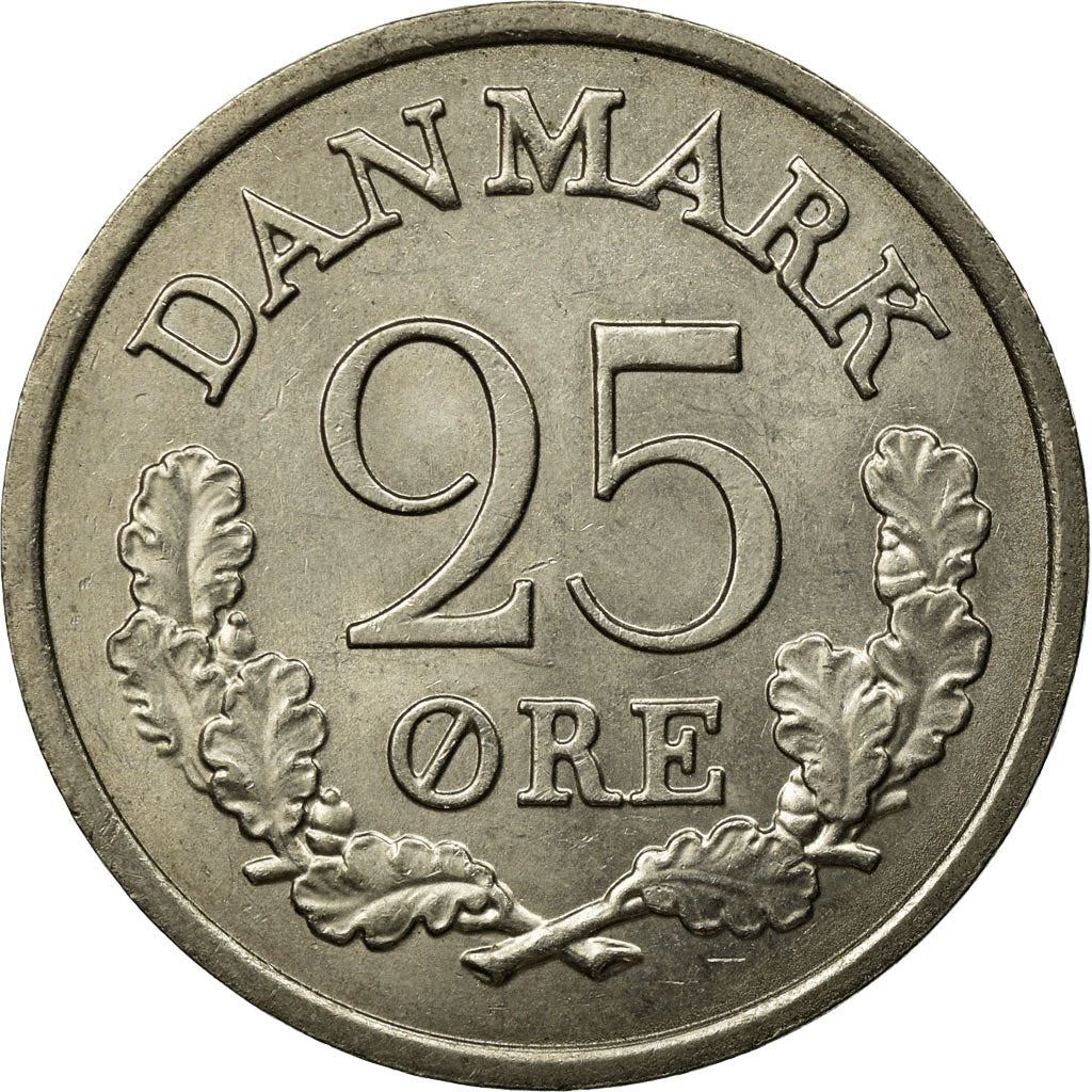 Danish Coin 25 Øre | King Frederik IX | Oak Tree | KM850 | Denmark | 1960 - 1967