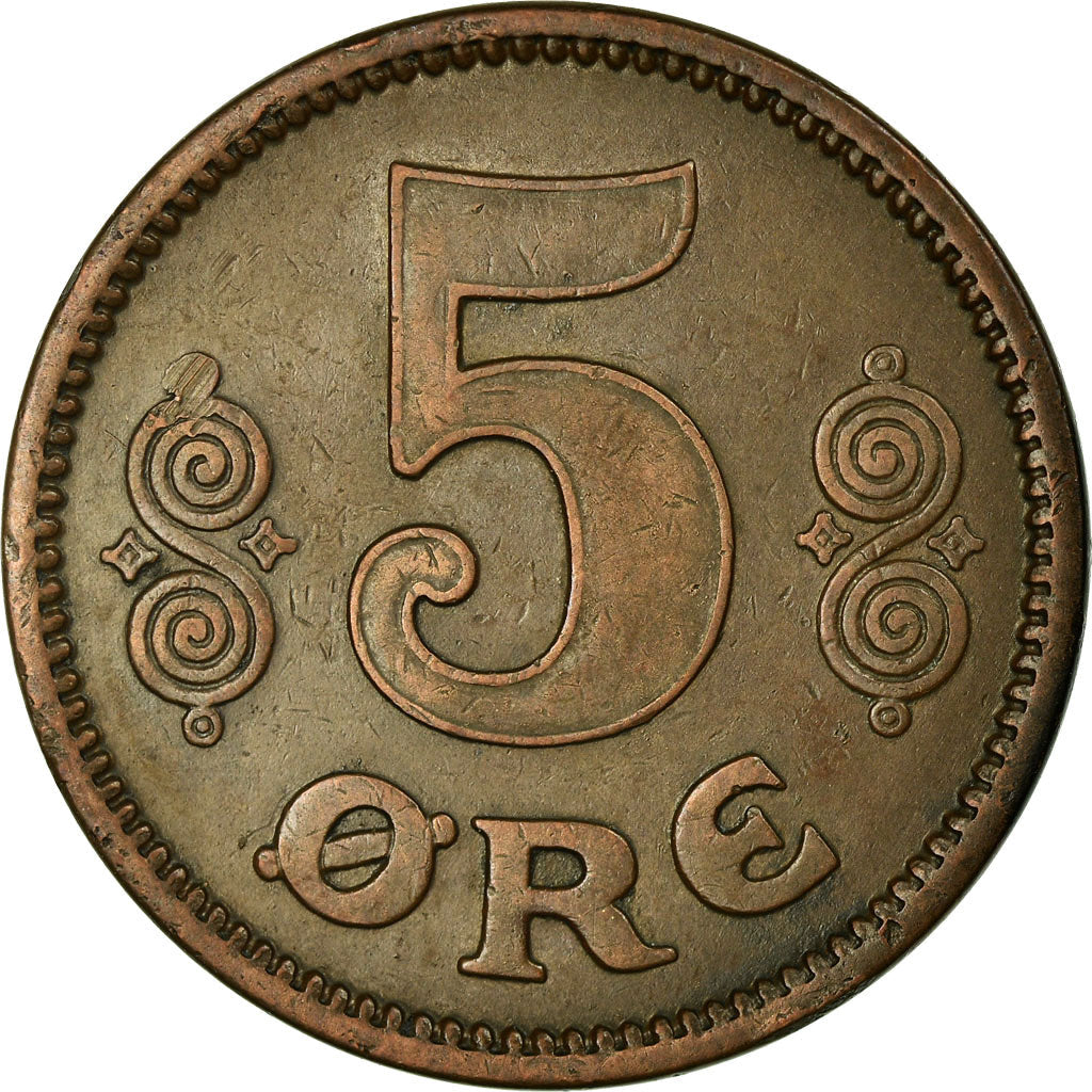 Danish Coin 5 Øre | King Christian X Monogram | KM814 | Denmark | 1913 - 1923