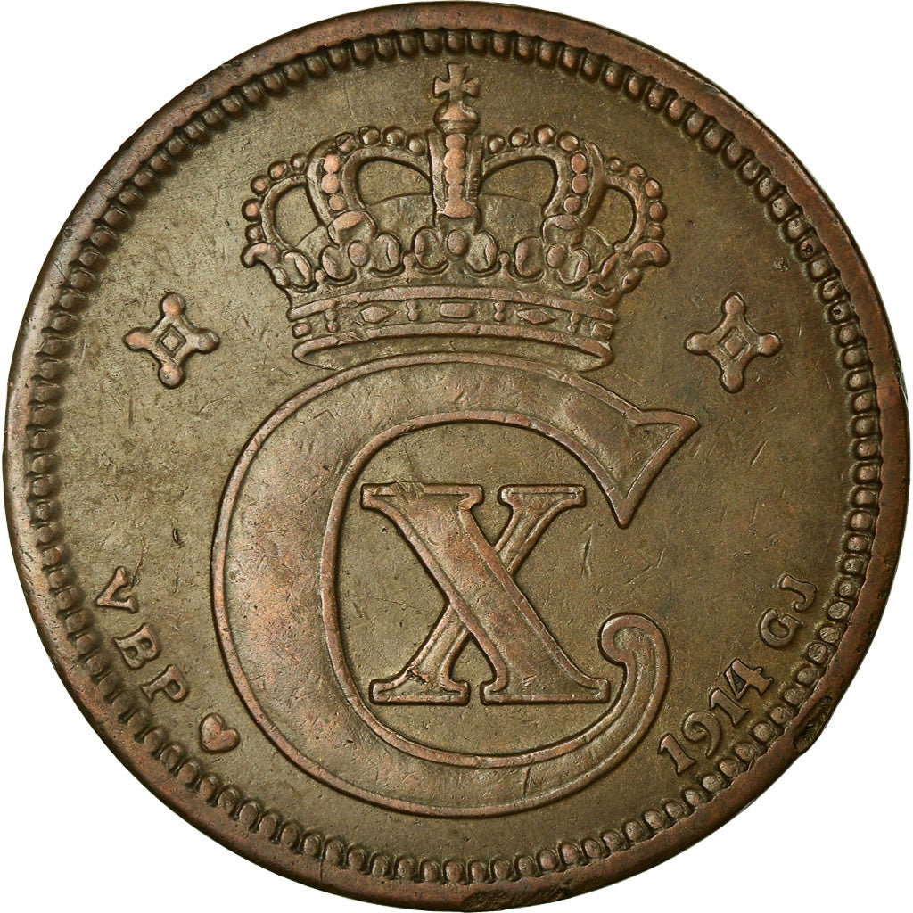 Danish Coin 5 Øre | King Christian X Monogram | KM814 | Denmark | 1913 - 1923