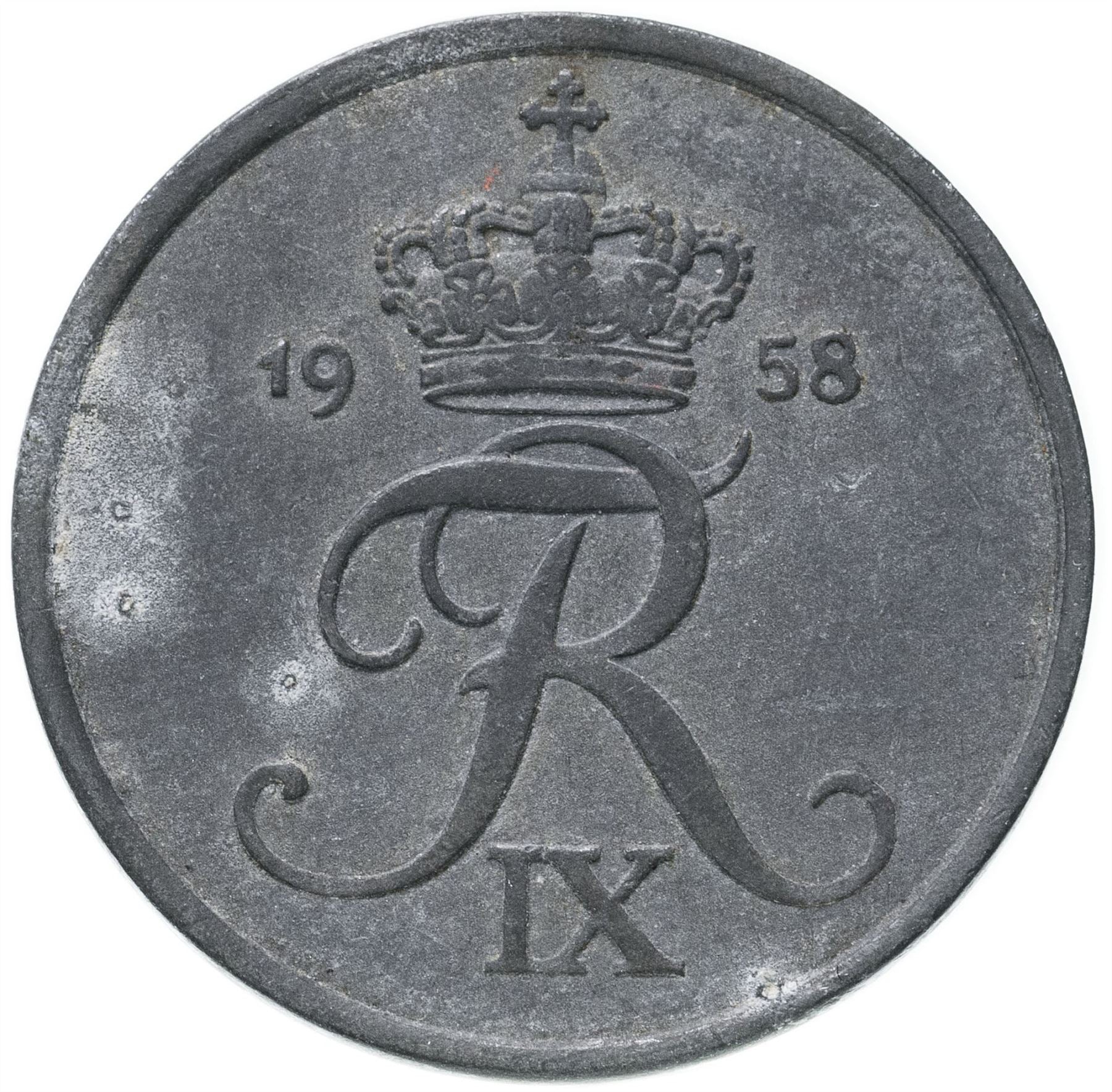 Danish Coin 5 Øre | King Frederik IX Monogram | KM843 | Denmark | 1950 - 1964