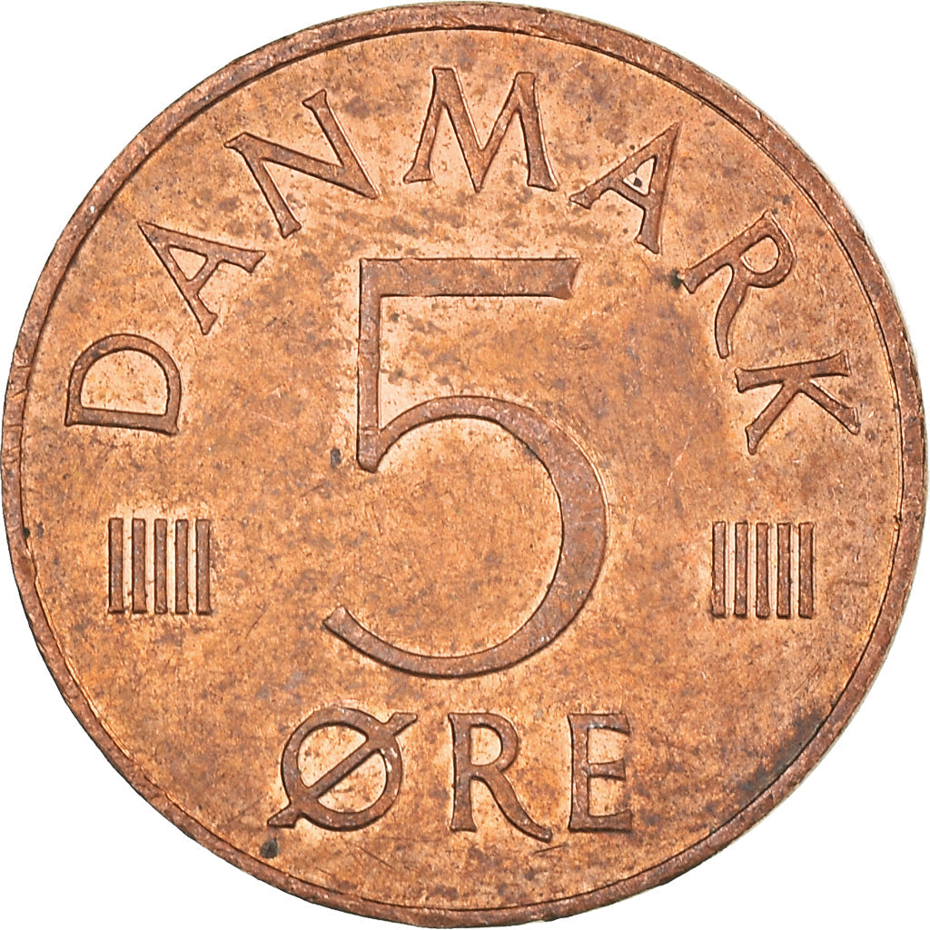 Danish Coin 5 Øre | Margrethe II Monogram | KM859 | Denmark | 1973 - 1988