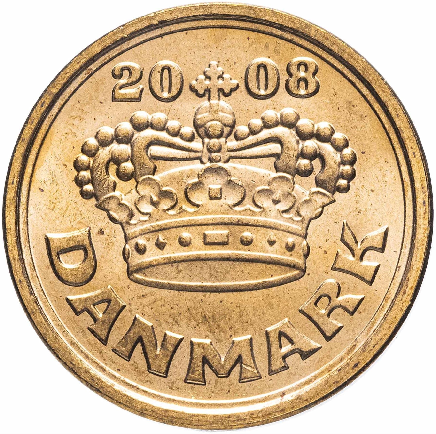 Danish Coin 50 Øre | Queen Margrethe II | Christian V Crown | Yhe Heart | KM866 | Denmark | 1989 - 2021