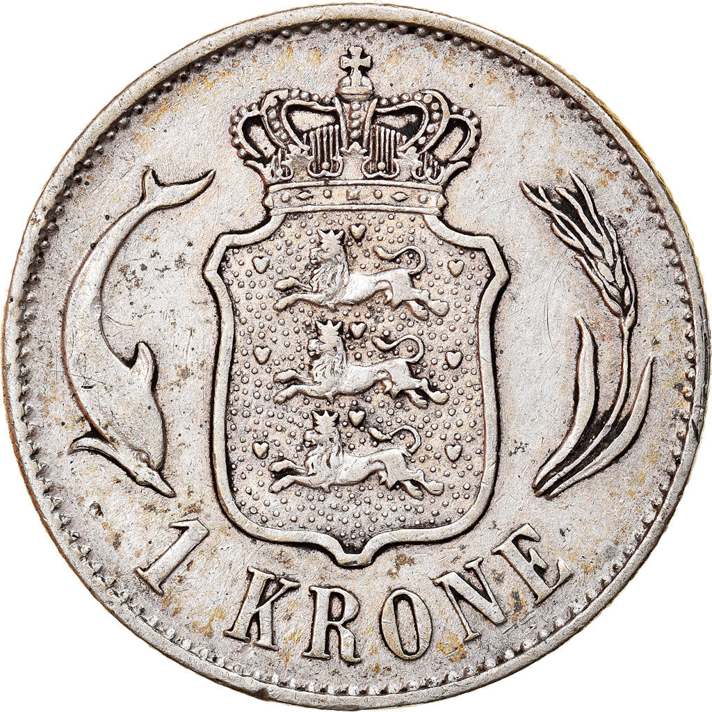 Denmark 1 Krone Coin | Christian IX | Porpoise | KM797 | 1875 - 1898