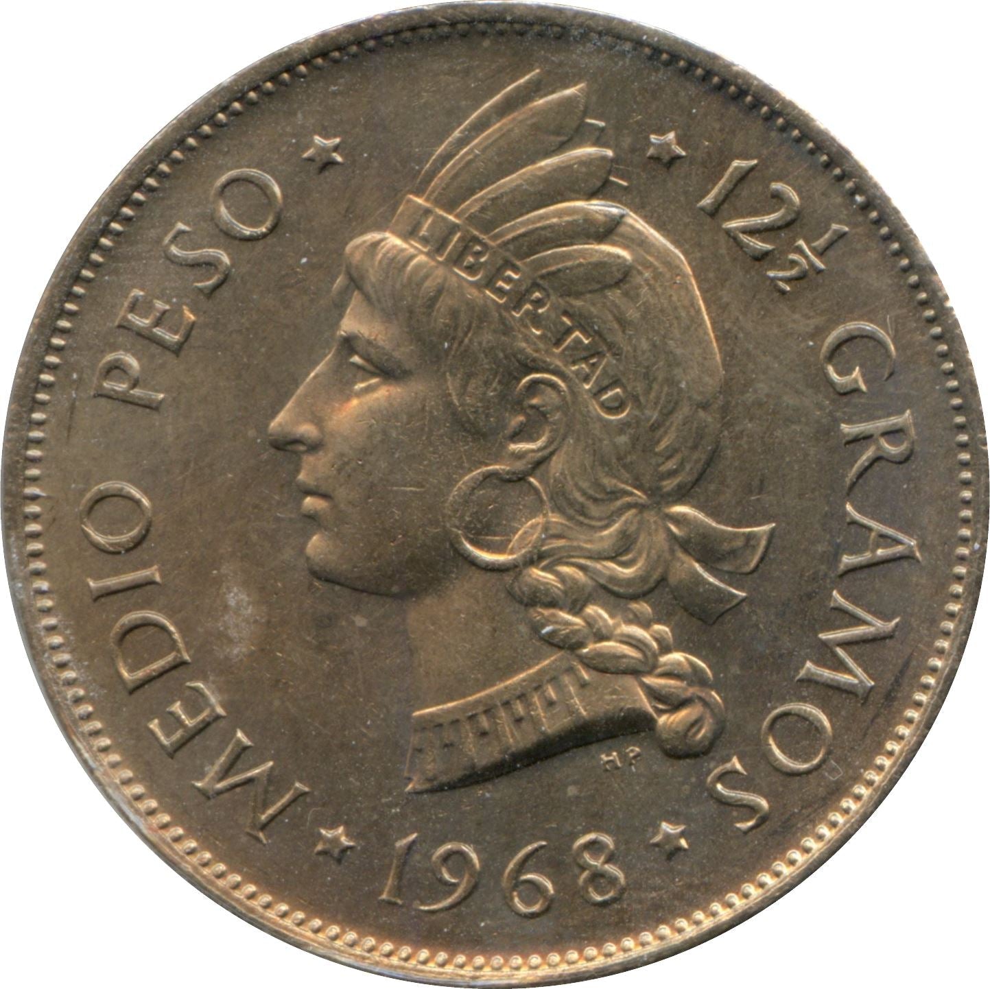 Dominican Republic 1/2 Peso Coin | Liberty | KM21a | 1967 - 1975