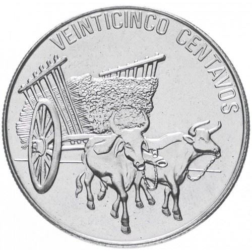 Dominican Republic 25 Centavos Coin | Ox | Cart | KM71 | 1989 - 1991