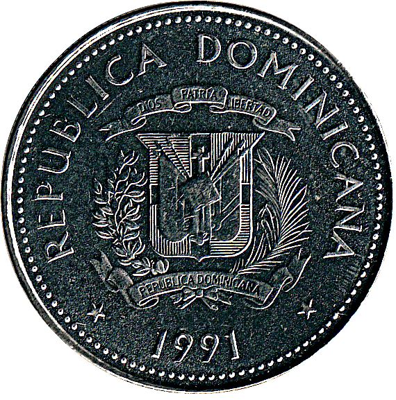 Dominican Republic 25 Centavos Coin | Ox | Cart | KM71 | 1989 - 1991