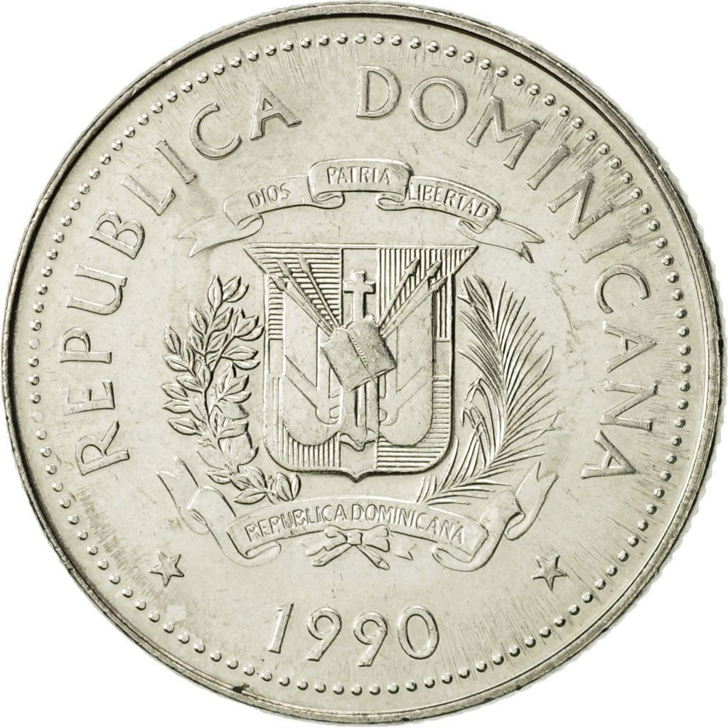 Dominican Republic | 25 Centavos Coin | Oxen | Cart | Km:71.2 | 1990