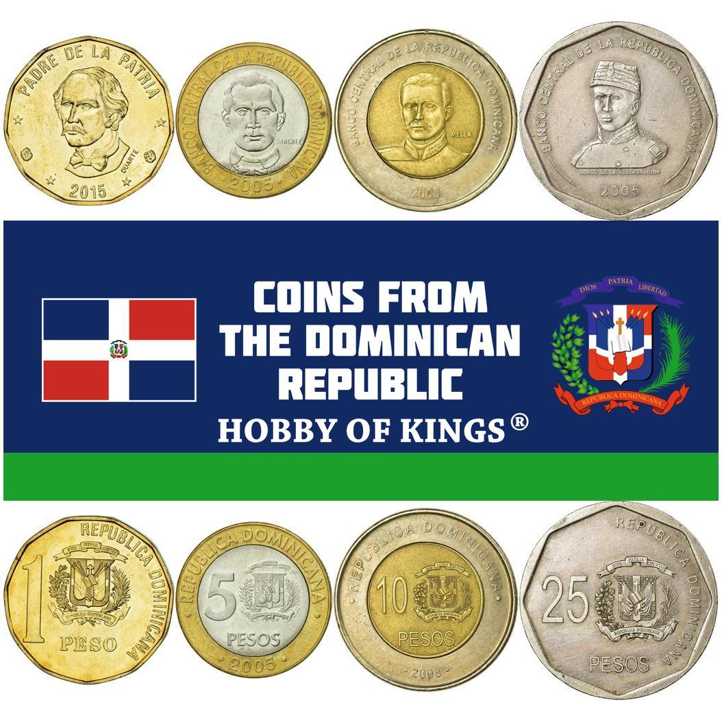 Dominican Republic | 4 Coin Set | 1 5 10 25 Pesos | 2002 - 2016