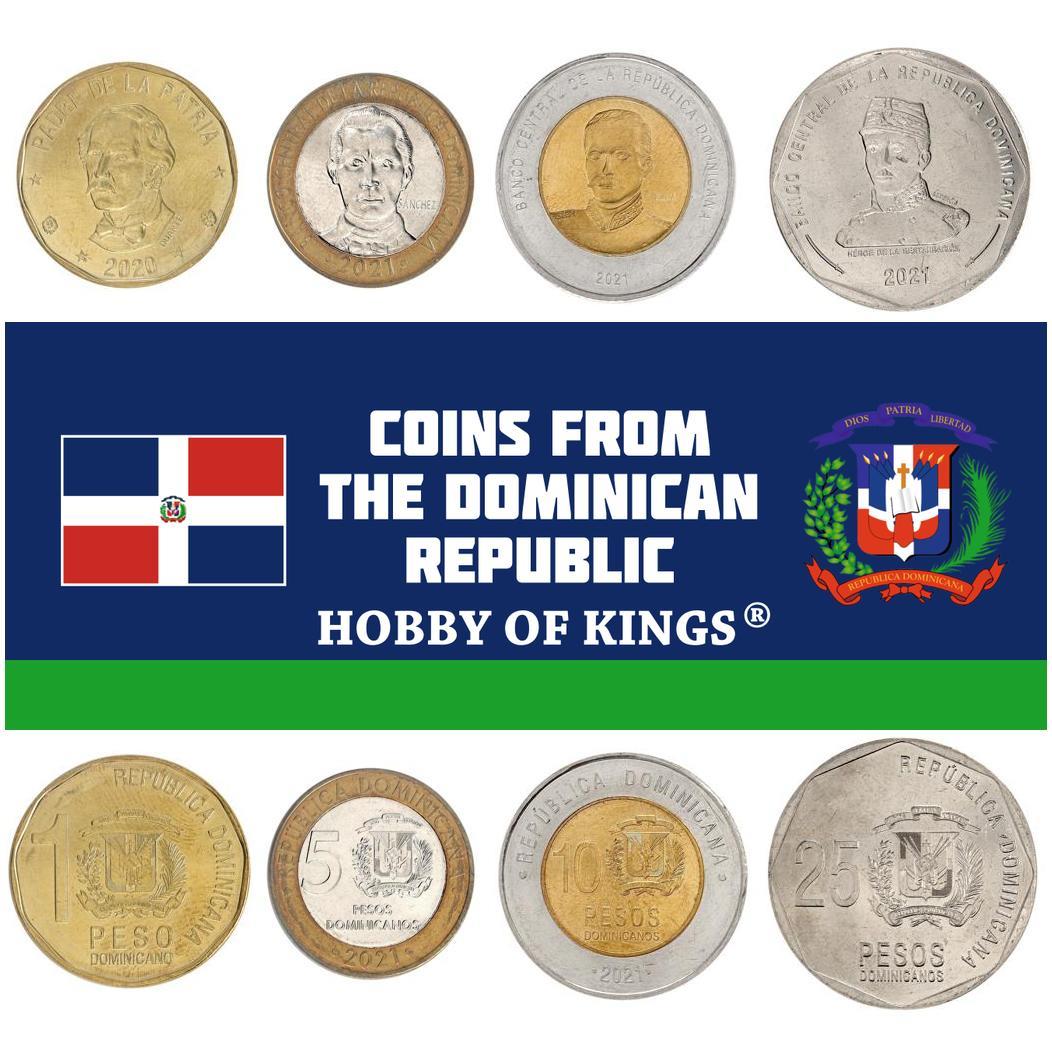 Dominican Republic | 4 Coin Set | 1 5 10 25 Pesos Dominicanos | 2017 - 2022