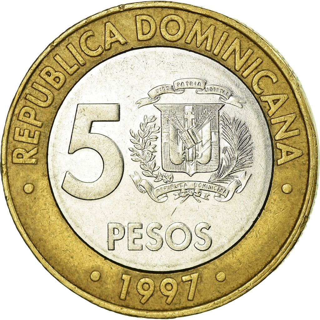 Dominican Republic | 5 Pesos Coin | Central Bank | Km:88 | 1997