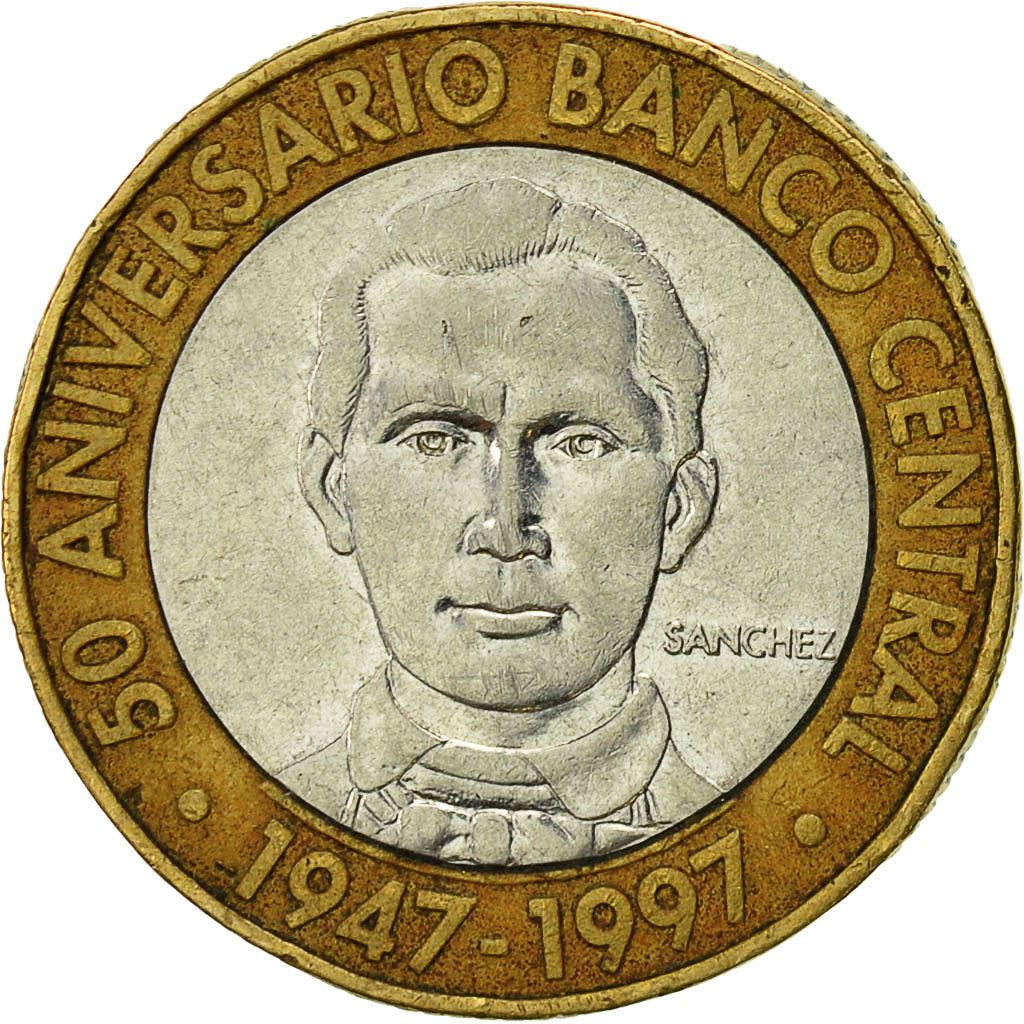 Dominican Republic | 5 Pesos Coin | Central Bank | Km:88 | 1997