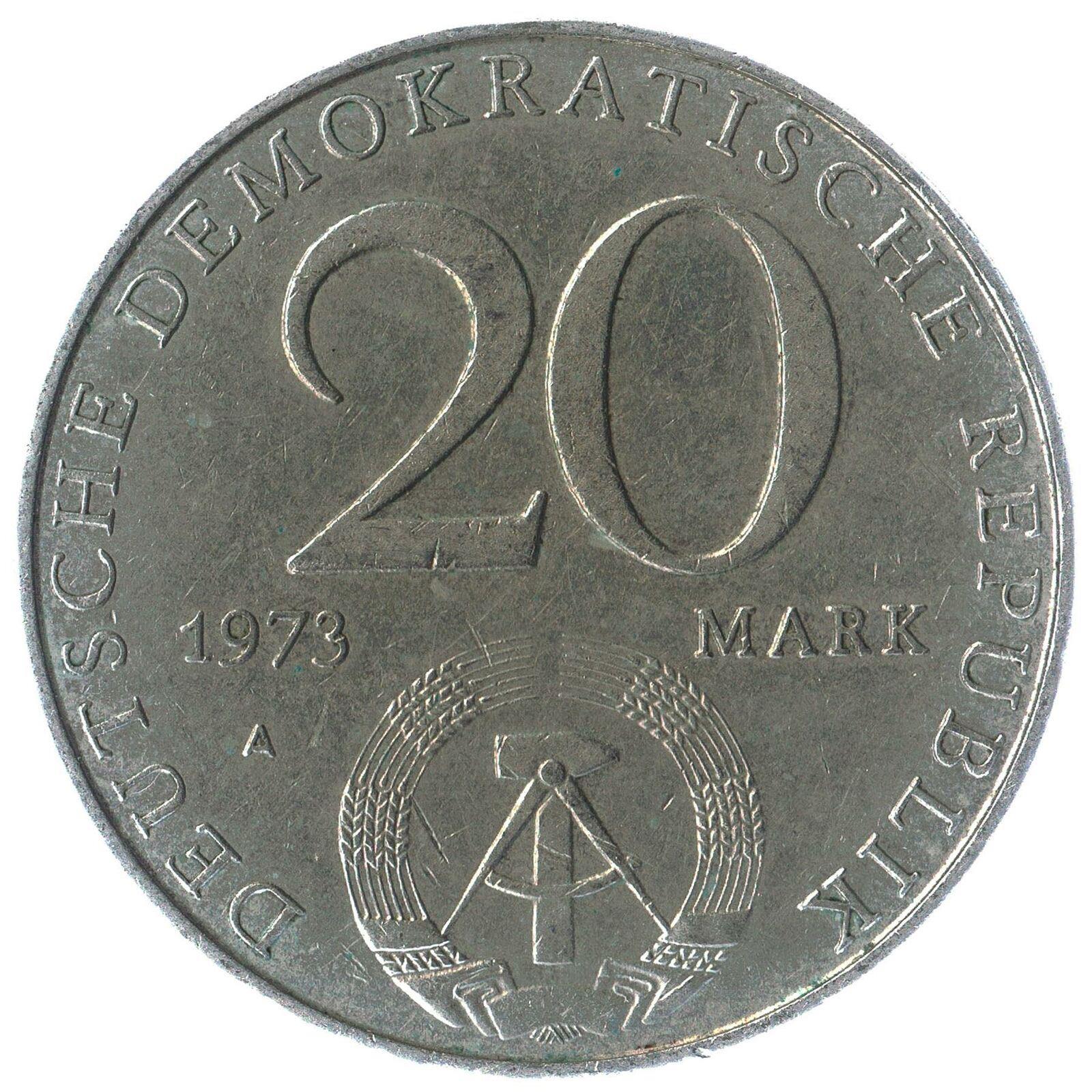 East German 20 Mark Coin | Otto Grotewohl | Deutsche Demokratische Republik | KM47 | 1973