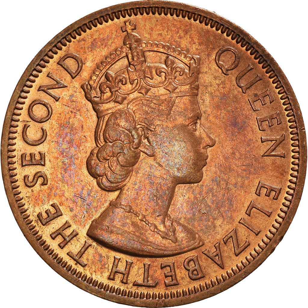 Eastern Caribbean States 1 Cent Coin | Queen Elizabeth II | Palm | KM2 | 1955 - 1965