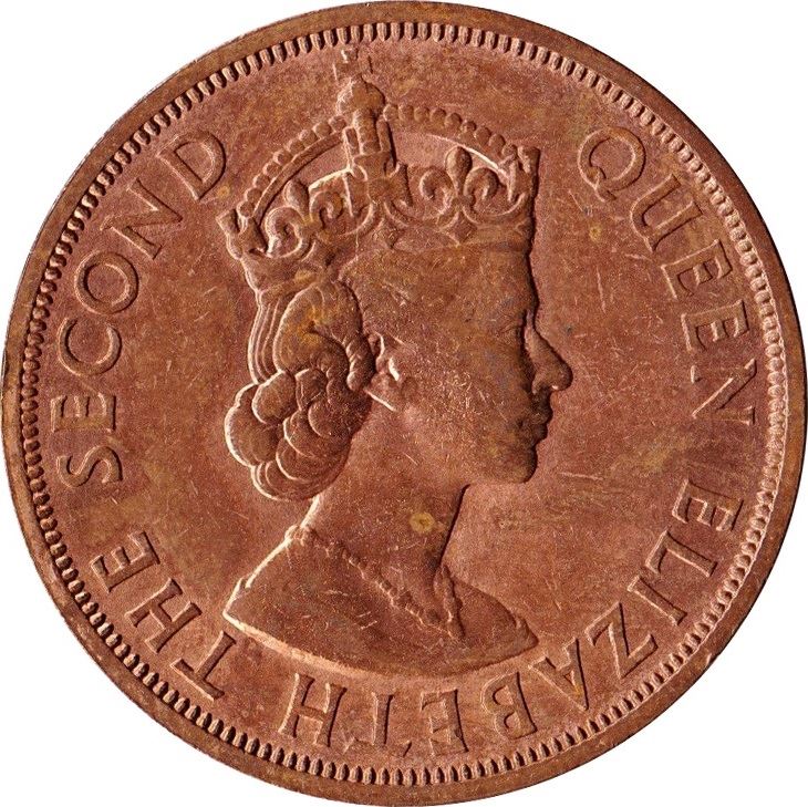 Eastern Caribbean States 2 Cents Coin | Queen Elizabeth II | Palm | KM3 | 1955 - 1965